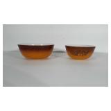Pyrex Old Orchard mixing bowls. One is 2.5 qts.
