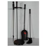 Fireplace tools with stand. Includes broom, poker