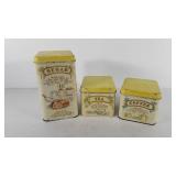 Tin canisters with recipes, 4.5" and 9"