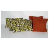 Throw pillow group.  All show some wear. The