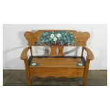Hand painted bench, storage under the seat, 14 x