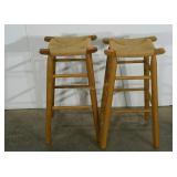 Two rush seat stools, 30" to seat, seller code HM