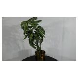 Everlasting plant in brass pot, 3 1/2