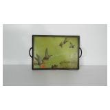 Metal and fiberglass serving tray with wetland  /