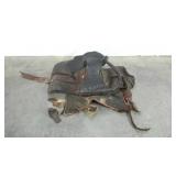 Leather side saddle, includes one stirrup,