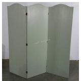 Three panel wooden screen, painted 64 1/2"