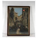 Early Venice print by Raymond Allegre, framed