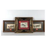 Small framed prints group, ornate frame with