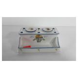 Handpainted ceramic inkwell, marked Pierre Deux