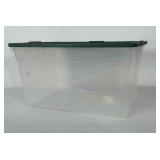 Rubbermaid storage tote with lid.  Measures