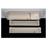 Painted wood shelf / towel rack set (3). Largest