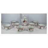 Hallmark Mitford enamel snowman chocolate pot and