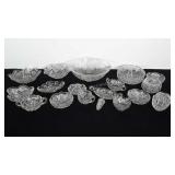 Clear cut and pressed glass lot. Serving bowls,