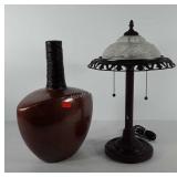 Home decor, includes lamp and vase, 19" and 21.5"