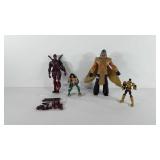 Toys, four action figures, includes Deadpool with