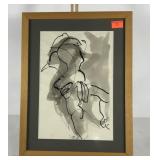 Abstract watercolor painting, framed and matted,
