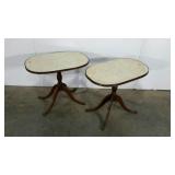 Pair of marble-look top accent tables, 15 x 25,