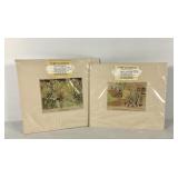 1930s golf prints, handcolored, matted and ready