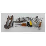 Tools, includes portable hand saw, nut drivers,