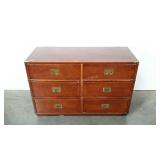 Six drawer dresser. Solid wood with brass