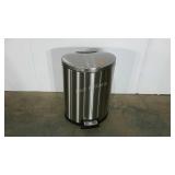 Step-lid trash can, 26" tall, brushed aluminum