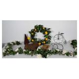 Mixed home decor lot: everlasting rose vine,