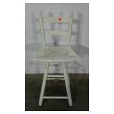 Single swivel bar stool with rush seat. 24" seat