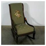 Needlework rocking chair, floral design, some