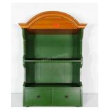 Wooden country hanging shelf with 2 drawers.