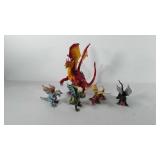 Toys, five dragons, 4"-12"