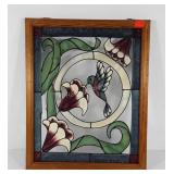 Painted poly suncatcher panel, oak framed, 18x22