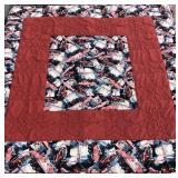 Hand stitched Elvis themed quilt, good condition,