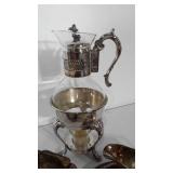 Metalwares: teapot, bowl, trivet, gravy dish and