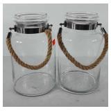 Home decor, two large jars with rope handles,