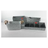 Garden decor, galvanized planter boxes, divided