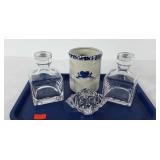 Glass decanters, Partylite votive holder and