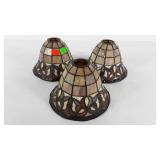 Three leaded glass shades, approximately 9"