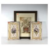 Wall art, two chicken plaques 13x21 and decor