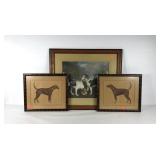 Dog prints, pair of early prints, artist signed