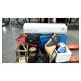 Skid lot: tool bag, gun case, books, faux