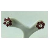 14k gold diamond and ruby stud earrings