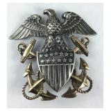 Sterling silver US Navy WW2 officers hat badge