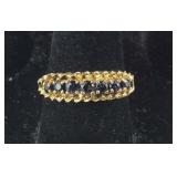 Gold over Sterling silver sapphire ring size 6.5