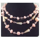 Multi quartz glass beaded  necklace 20in 82.50ctw