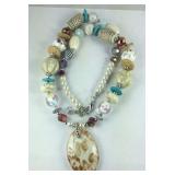 White Murano style multi gemstone necklace
