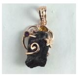 Shungite gemstone pendant 14k rose gold over
