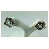 Sterling silver flower stud earrings