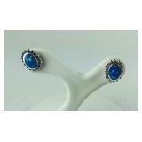 Sterling silver lab opal earrings