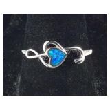 Size 8, Sterling silver lab opal treble clef