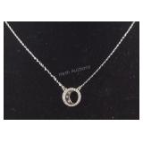 Sterling silver moon CZ necklace 18in